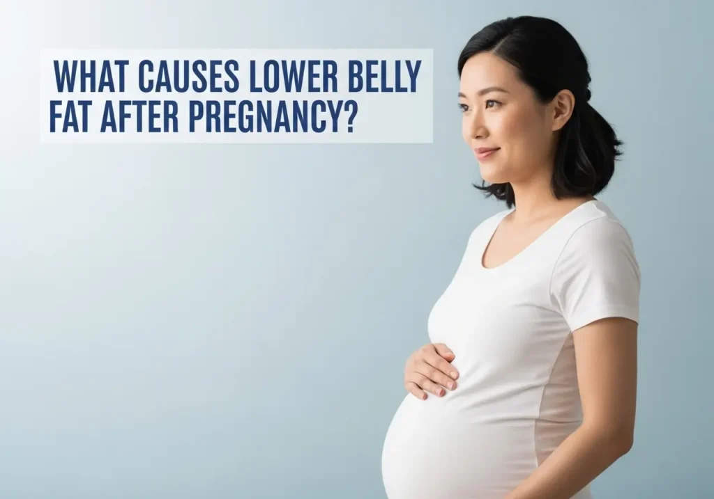 What causes lower belly fat after pregnancy?